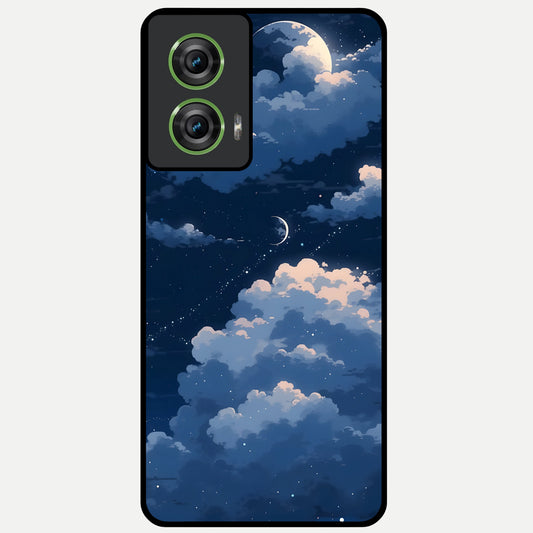 Moon Dream Haze Glass Case For Moto Edge 50 Fusion back cover – full design glossy printed glass finish