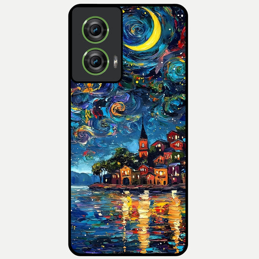  Moonlight Harbor Glow Glass Case For Moto Edge 50 Fusion back cover – full design glossy printed glass finish