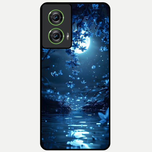  Moonlight Petal Dream Glass Case For Moto Edge 50 Fusion back cover – full design glossy printed glass finish