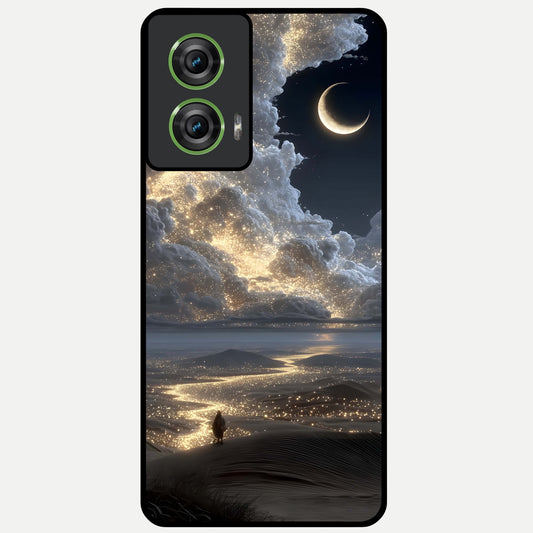 Moonlight Spark Path Glass Case For Moto Edge 50 Fusion back cover – full design glossy printed glass finish