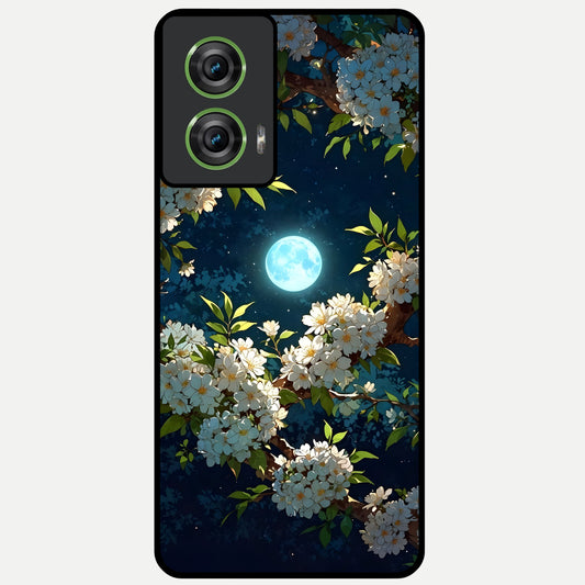  Moonlit Blossom Dream Glass Case For Moto Edge 50 Fusion back cover – full design glossy printed glass finish