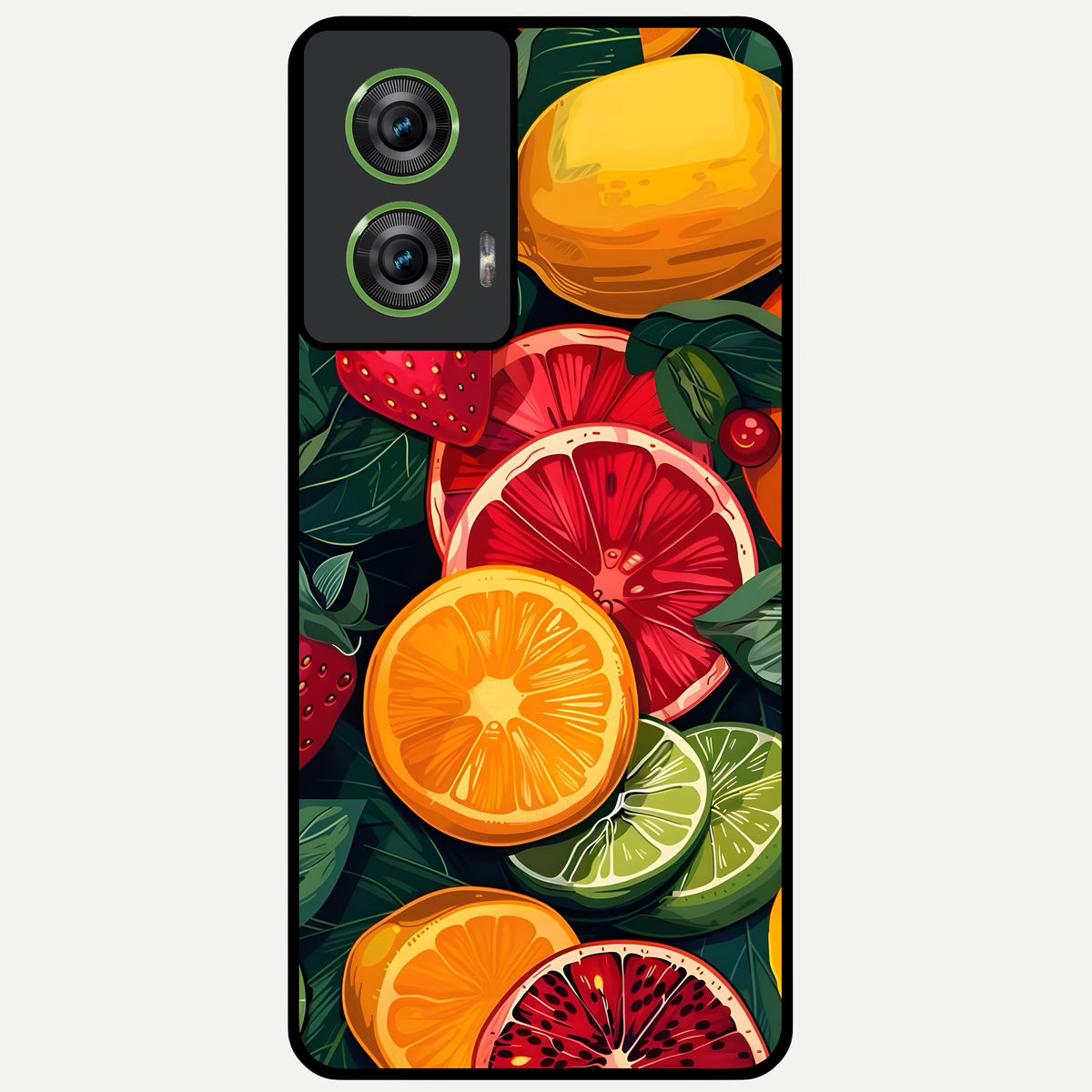  Multiple Fruits Glass Case For Moto Edge 50 Fusion back cover – full design glossy printed glass finish