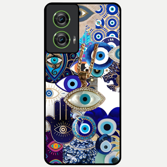  Mystic Charm Eye Glass Case For Moto Edge 50 Fusion back cover – full design glossy printed glass finish