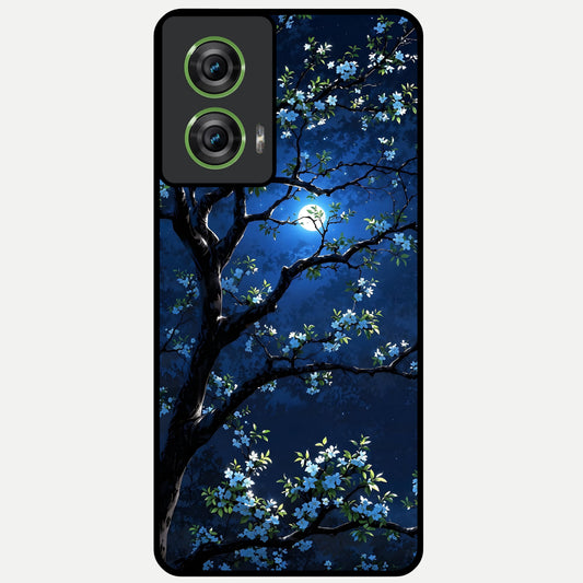  Mystic Floral Night Glass Case For Moto Edge 50 Fusion back cover – full design glossy printed glass finish