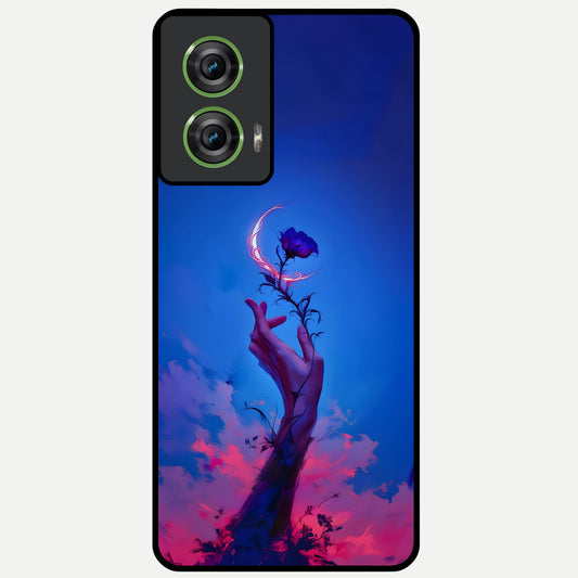  Mystic Hand Glass Case For Moto Edge 50 Fusion back cover – full design glossy printed glass finish