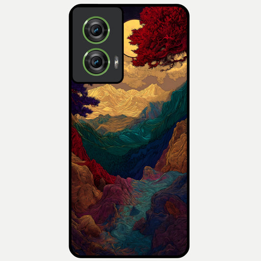  Mystic Valley Light Glass Case For Moto Edge 50 Fusion back cover – full design glossy printed glass finish