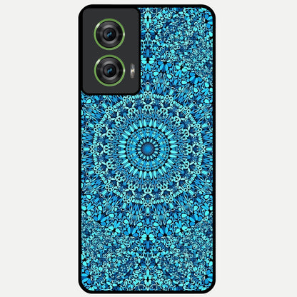  Ocean Bloom Mandala Glass Case For Moto Edge 50 Fusion back cover – full design glossy printed glass finish
