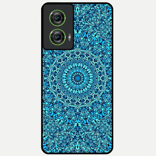  Ocean Bloom Mandala Glass Case For Moto Edge 50 Fusion back cover – full design glossy printed glass finish