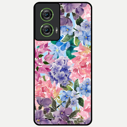  Pastel Floral Mix Glass Case For Moto Edge 50 Fusion back cover – full design glossy printed glass finish