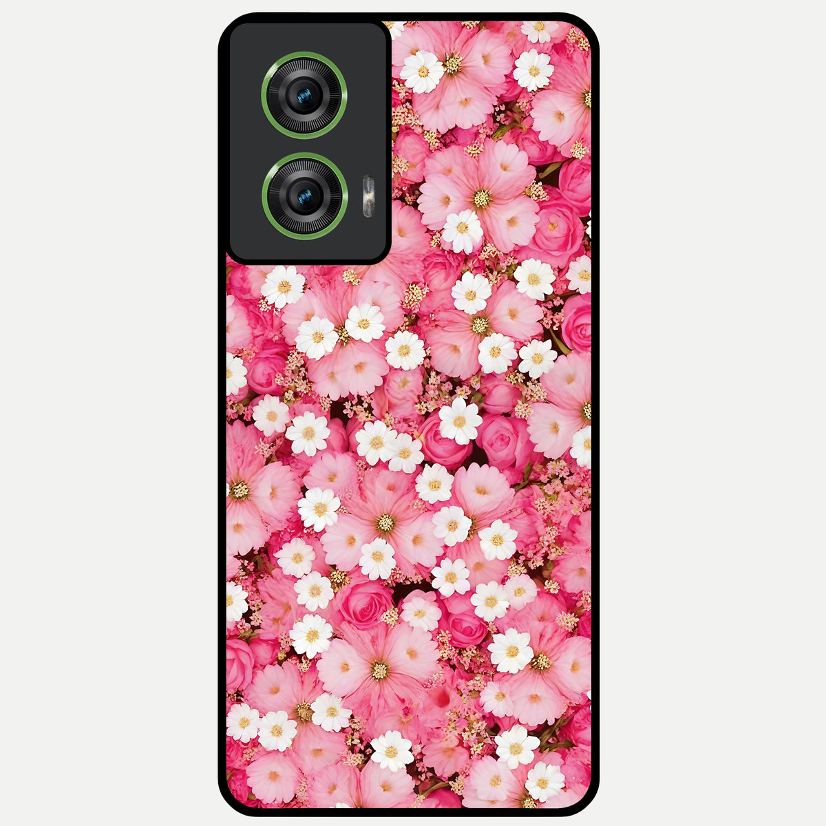  Pink Daisy Bliss Glass Case For Moto Edge 50 Fusion back cover – full design glossy printed glass finish