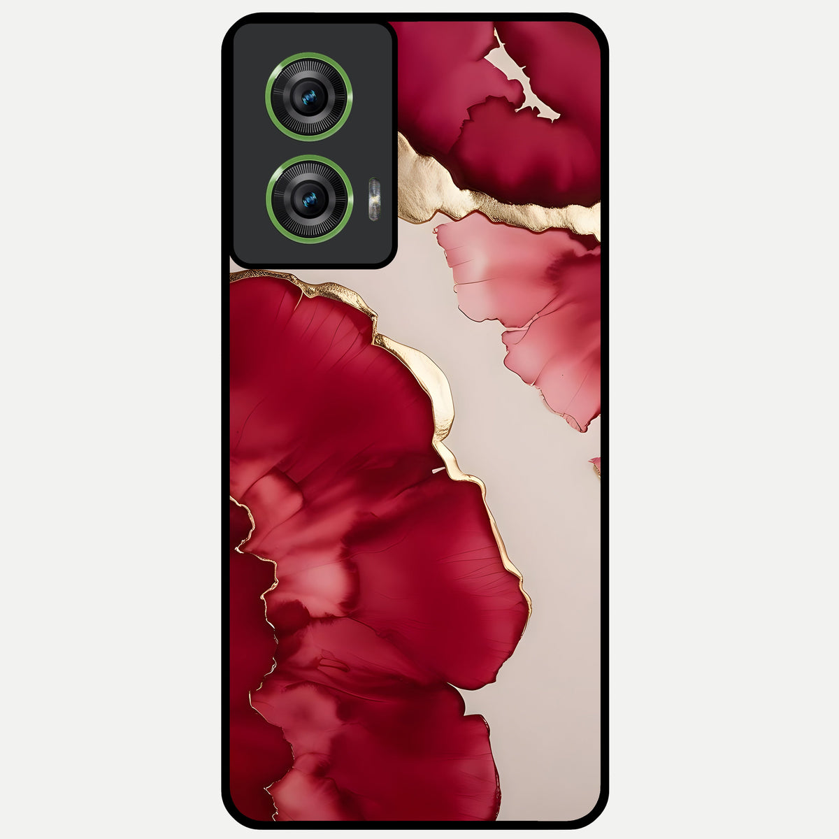  Pink And White Marble Glass Case For Moto Edge 50 Fusion back cover – full design glossy printed glass finish