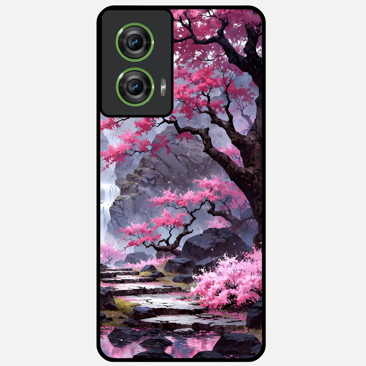  Pink Sunflower Glow Glass Case For Moto Edge 50 Fusion back cover – full design glossy printed glass finish