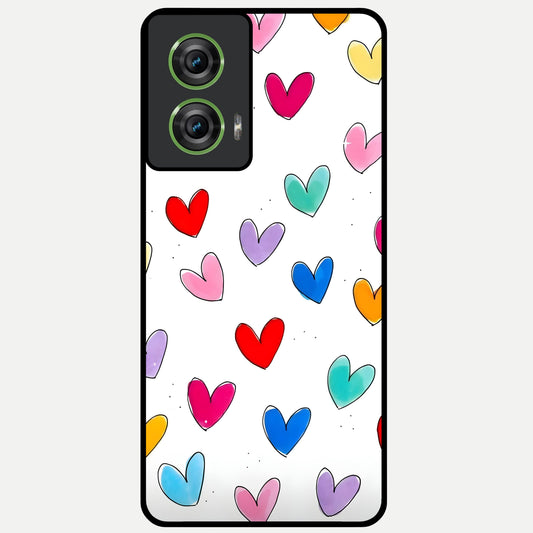  Playful Love Doodles Glass Case For Moto Edge 50 Fusion back cover – full design glossy printed glass finish