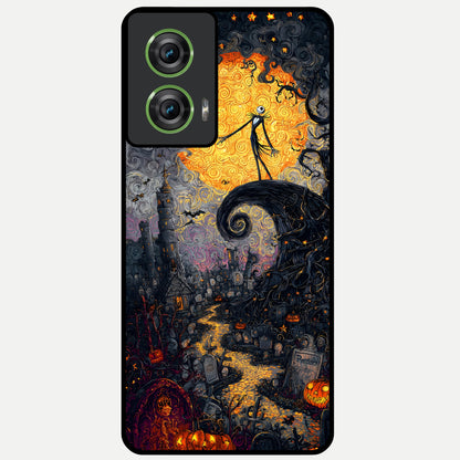  Pumpkin Moonlight Tale Glass Case For Moto Edge 50 Fusion back cover – full design glossy printed glass finish