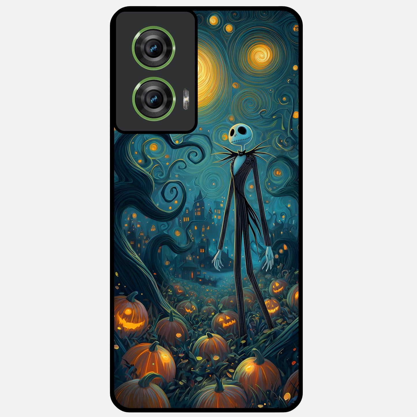  Pumpkin Moon Night Glass Case For Moto Edge 50 Fusion back cover – full design glossy printed glass finish