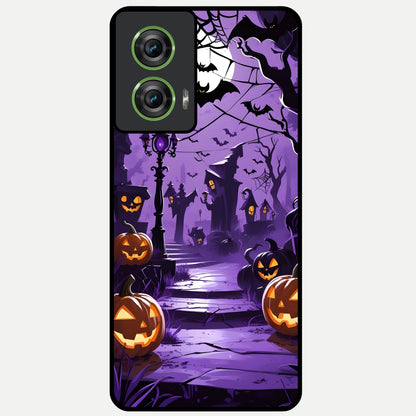  Pumpkin Patch Halloween Glass Case For Moto Edge 50 Fusion back cover – full design glossy printed glass finish