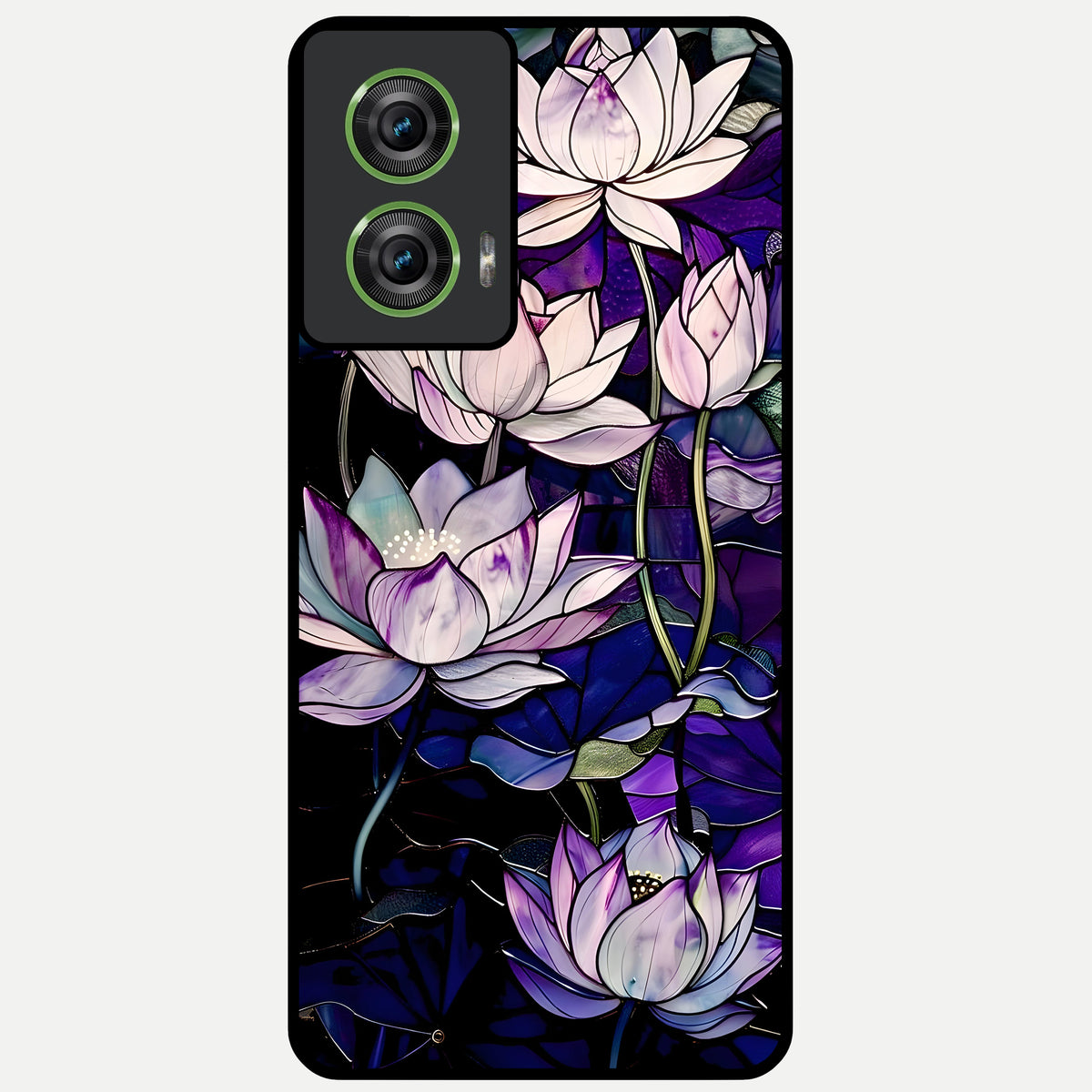  Purple Lotus Pattern Glass Case For Moto Edge 50 Fusion back cover – full design glossy printed glass finish