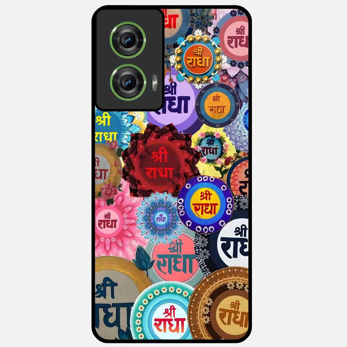  Radha Divine Bloom Glass Case For Moto Edge 50 Fusion back cover – full design glossy printed glass finish