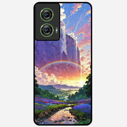  Rainbow Valley Dream Glass Case For Moto Edge 50 Fusion back cover – full design glossy printed glass finish