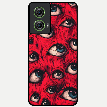  Red Eyes Pattern Glass Case For Moto Edge 50 Fusion back cover – full design glossy printed glass finish