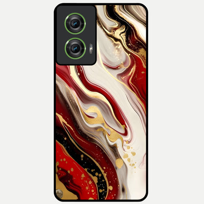  Red And White Marble Glass Case For Moto Edge 50 Fusion back cover – full design glossy printed glass finish