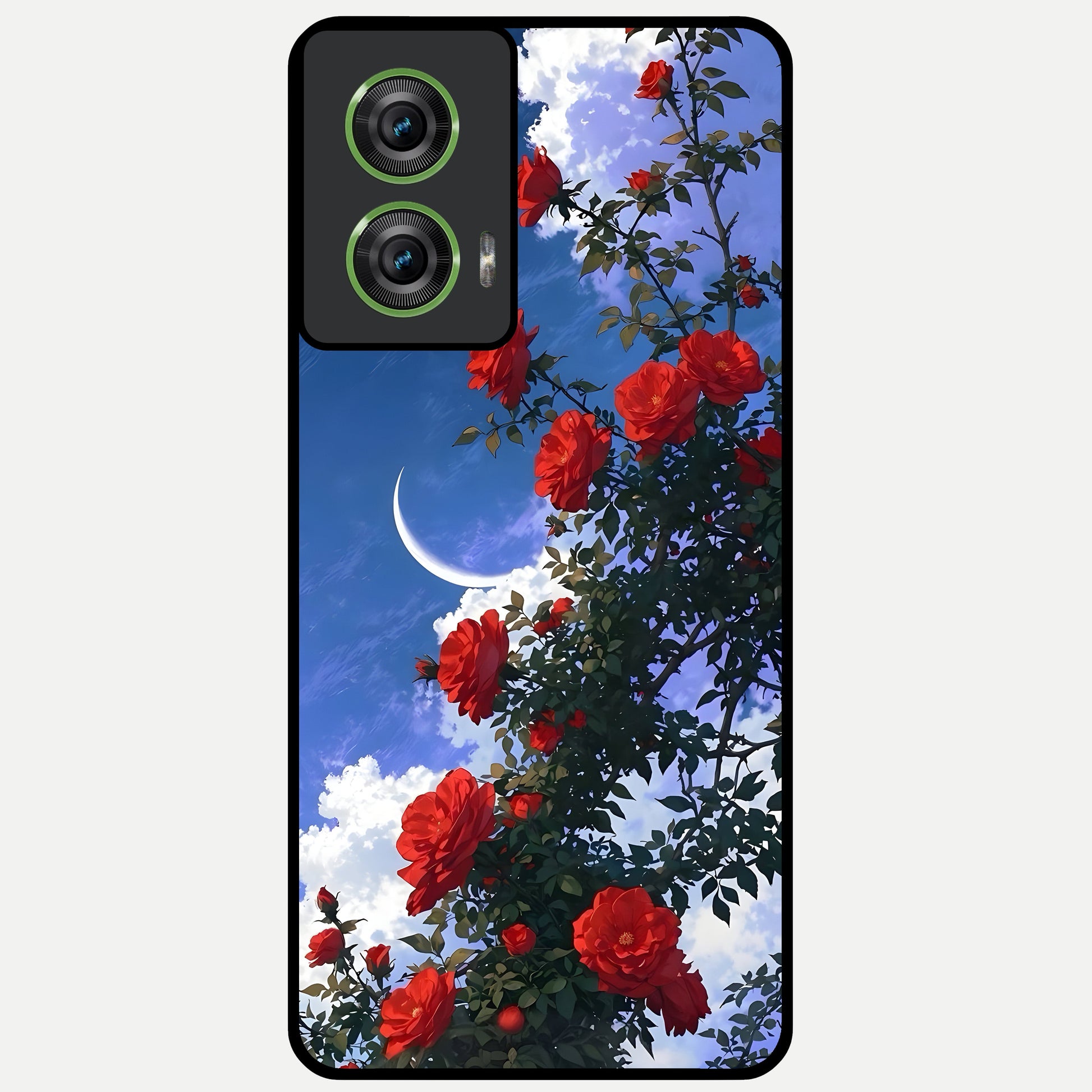  Rose Drift Flowers Glass Case For Moto Edge 50 Fusion back cover – full design glossy printed glass finish