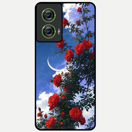  Rose Drift Flowers Glass Case For Moto Edge 50 Fusion back cover – full design glossy printed glass finish