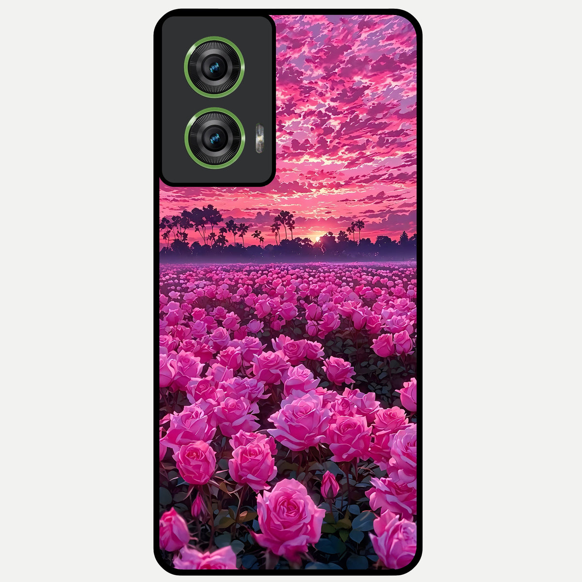  Rose Sunset Valley Glass Case For Moto Edge 50 Fusion back cover – full design glossy printed glass finish