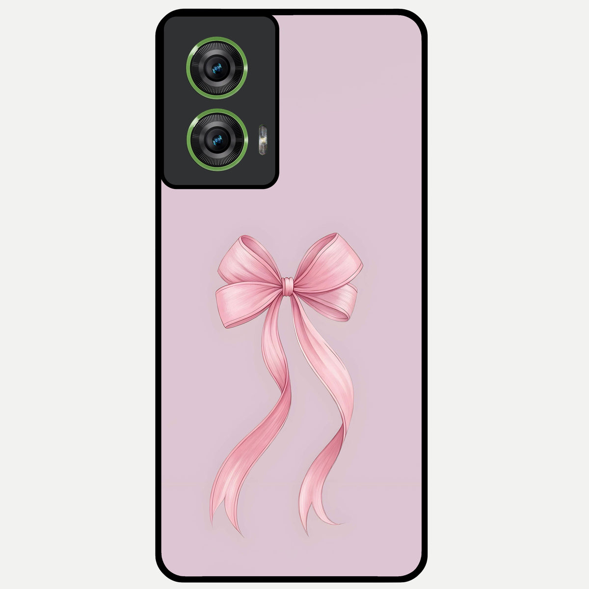  Soft Blush Bow Glass Case For Moto Edge 50 Fusion back cover – full design glossy printed glass finish