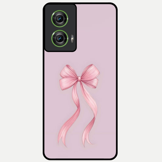  Soft Blush Bow Glass Case For Moto Edge 50 Fusion back cover – full design glossy printed glass finish