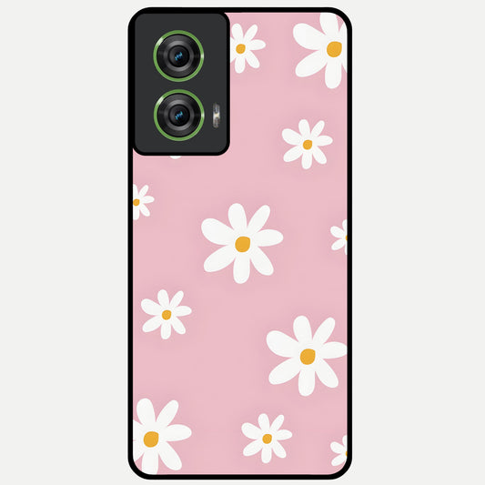  Soft Daisy Bliss Glass Case For Moto Edge 50 Fusion back cover – full design glossy printed glass finish