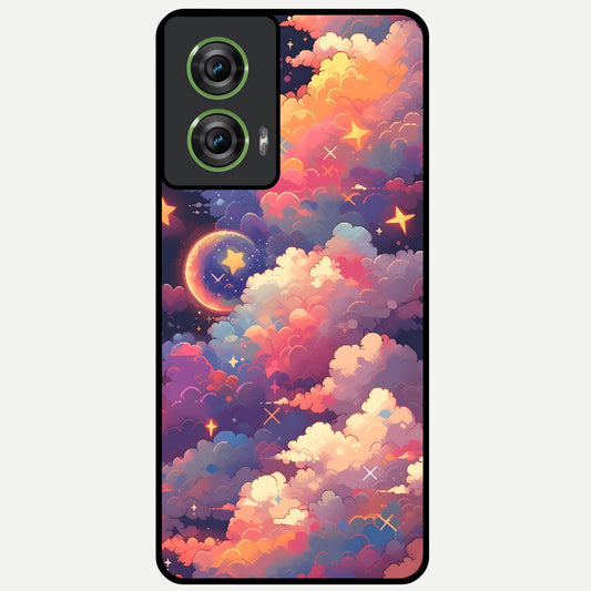  Starlit Dream Clouds Glass Case For Moto Edge 50 Fusion back cover – full design glossy printed glass finish