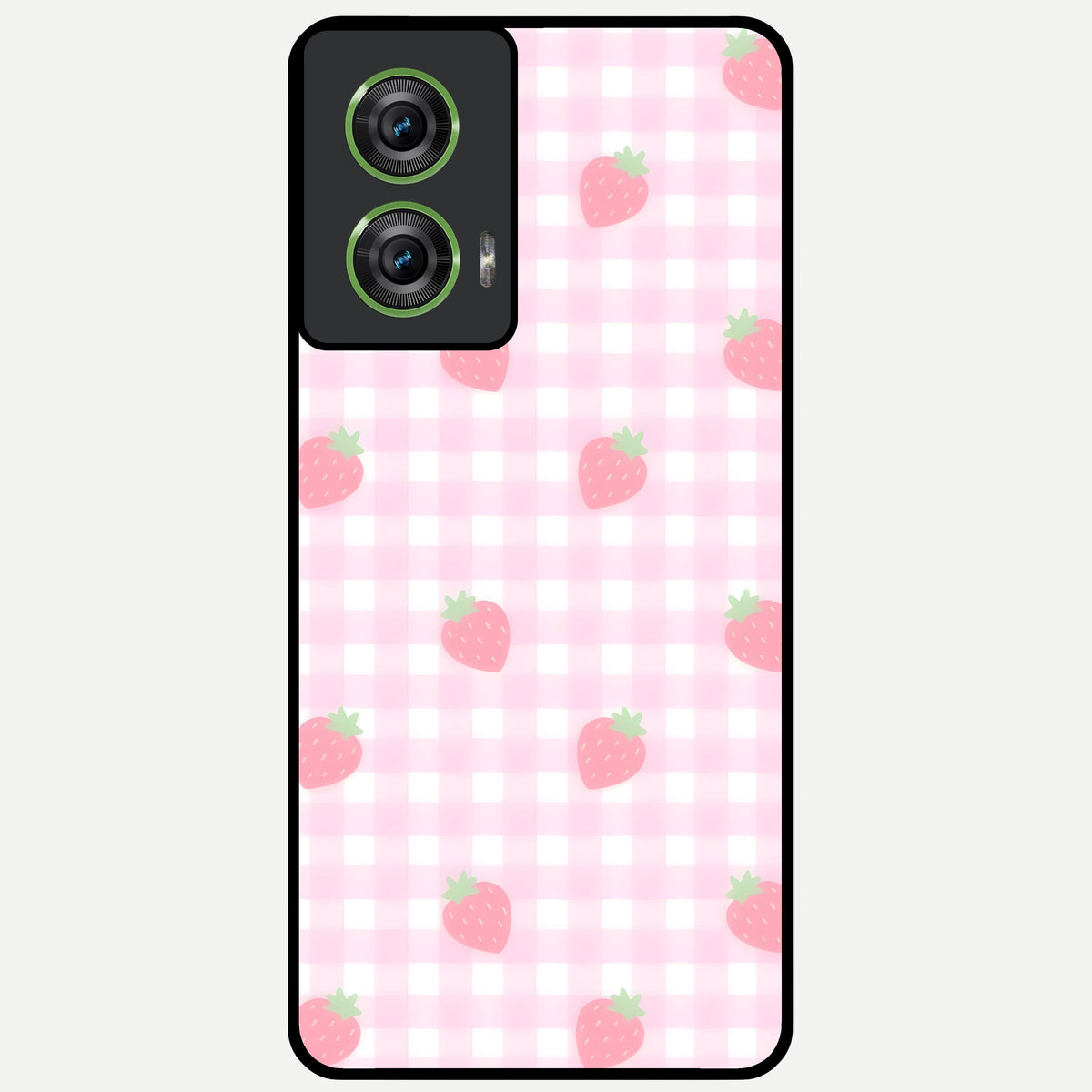  Strawberry Picnic Love Glass Case For Moto Edge 50 Fusion back cover – full design glossy printed glass finish