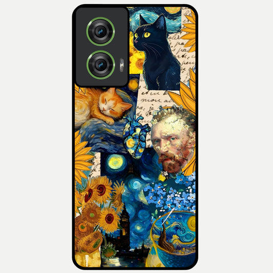  Sunflower Chic Mood Custom Name Glass Case For Moto Edge 50 Fusion back cover – full design glossy printed glass finish