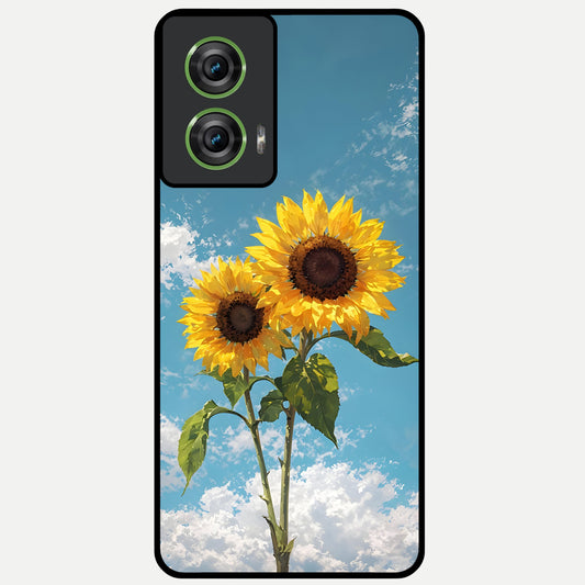  Sunlit Daisy Glow Glass Case For Moto Edge 50 Fusion back cover – full design glossy printed glass finish