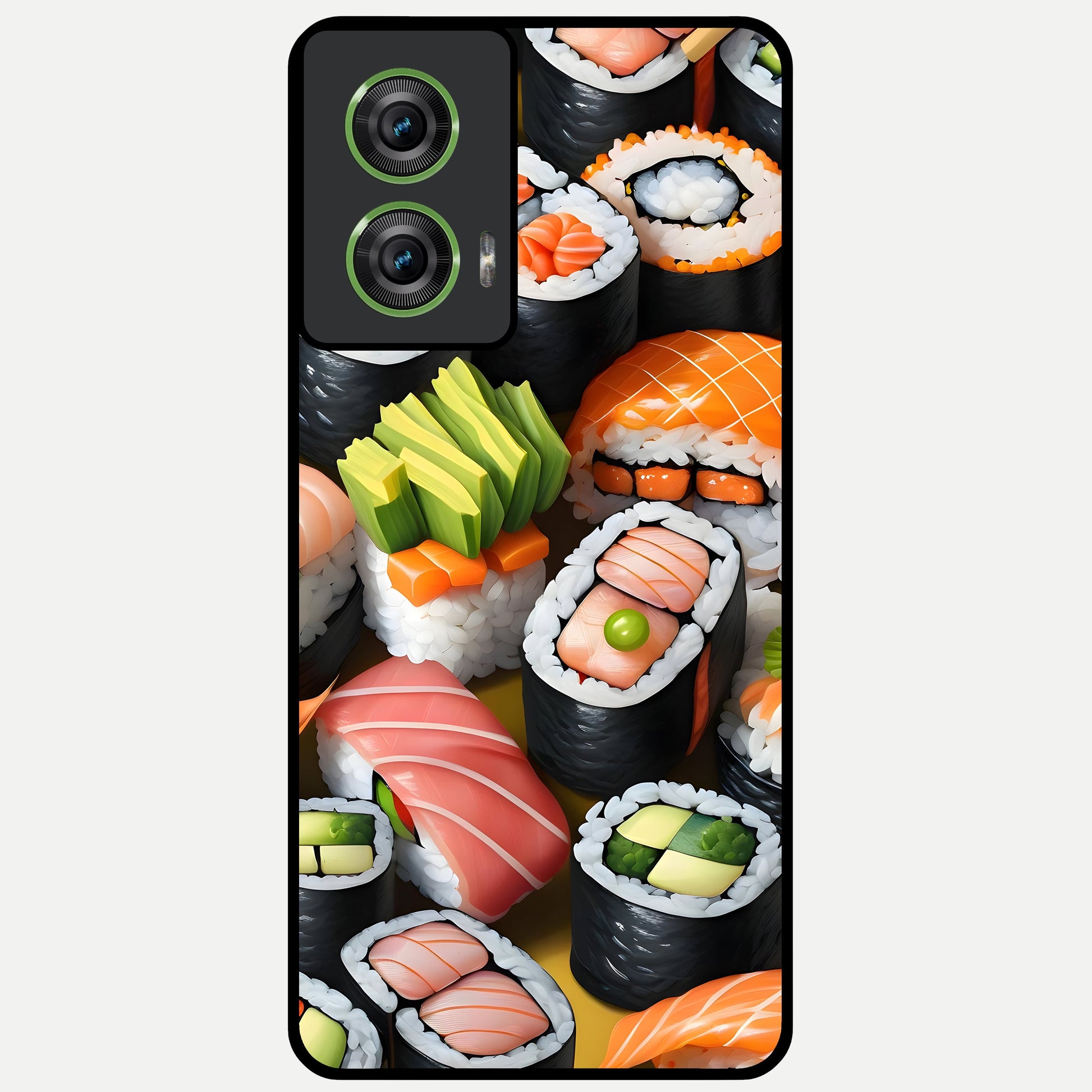  Sushi Food Pattern Glass Case For Moto Edge 50 Fusion back cover – full design glossy printed glass finish