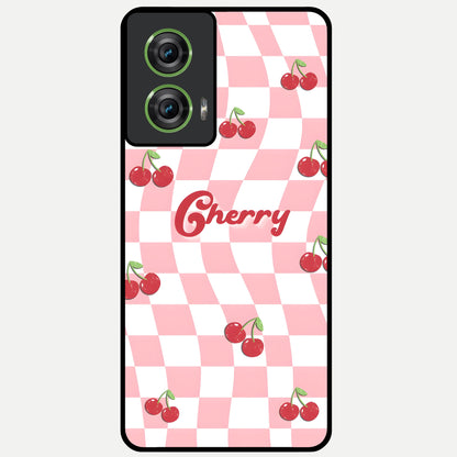  Sweet Cherry Vibes Glass Case For Moto Edge 50 Fusion back cover – full design glossy printed glass finish