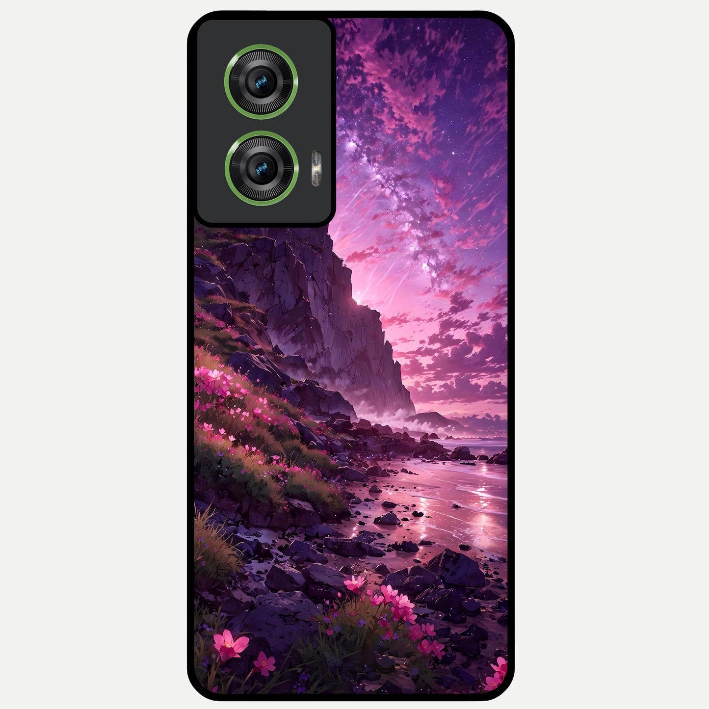  Twilight Blossom Coast Glass Case For Moto Edge 50 Fusion back cover – full design glossy printed glass finish
