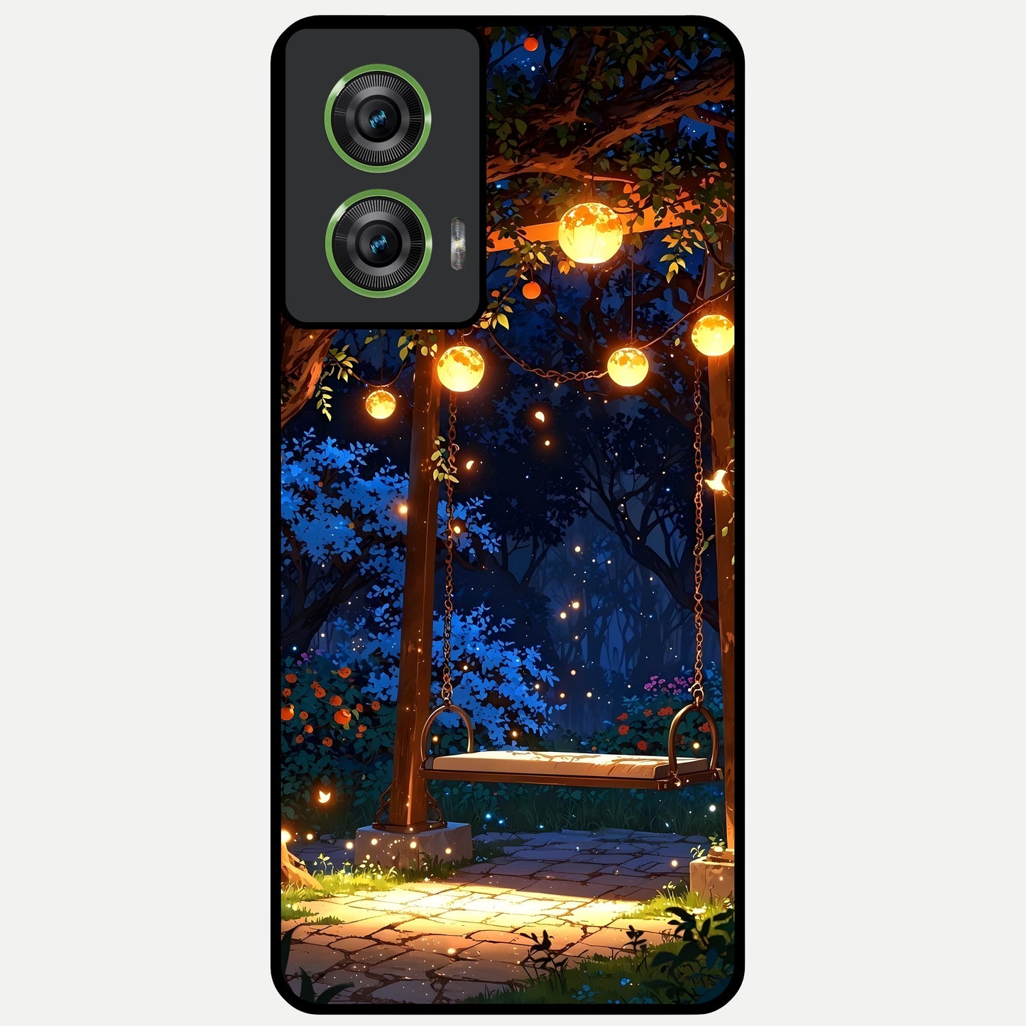  Twilight Garden Swing Glass Case For Moto Edge 50 Fusion back cover – full design glossy printed glass finish