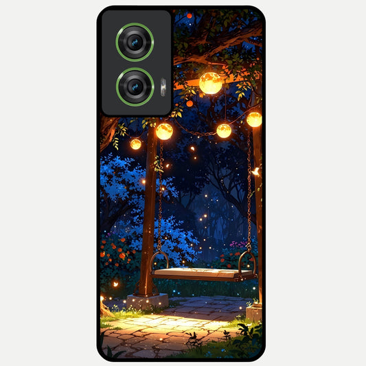  Twilight Garden Swing Glass Case For Moto Edge 50 Fusion back cover – full design glossy printed glass finish