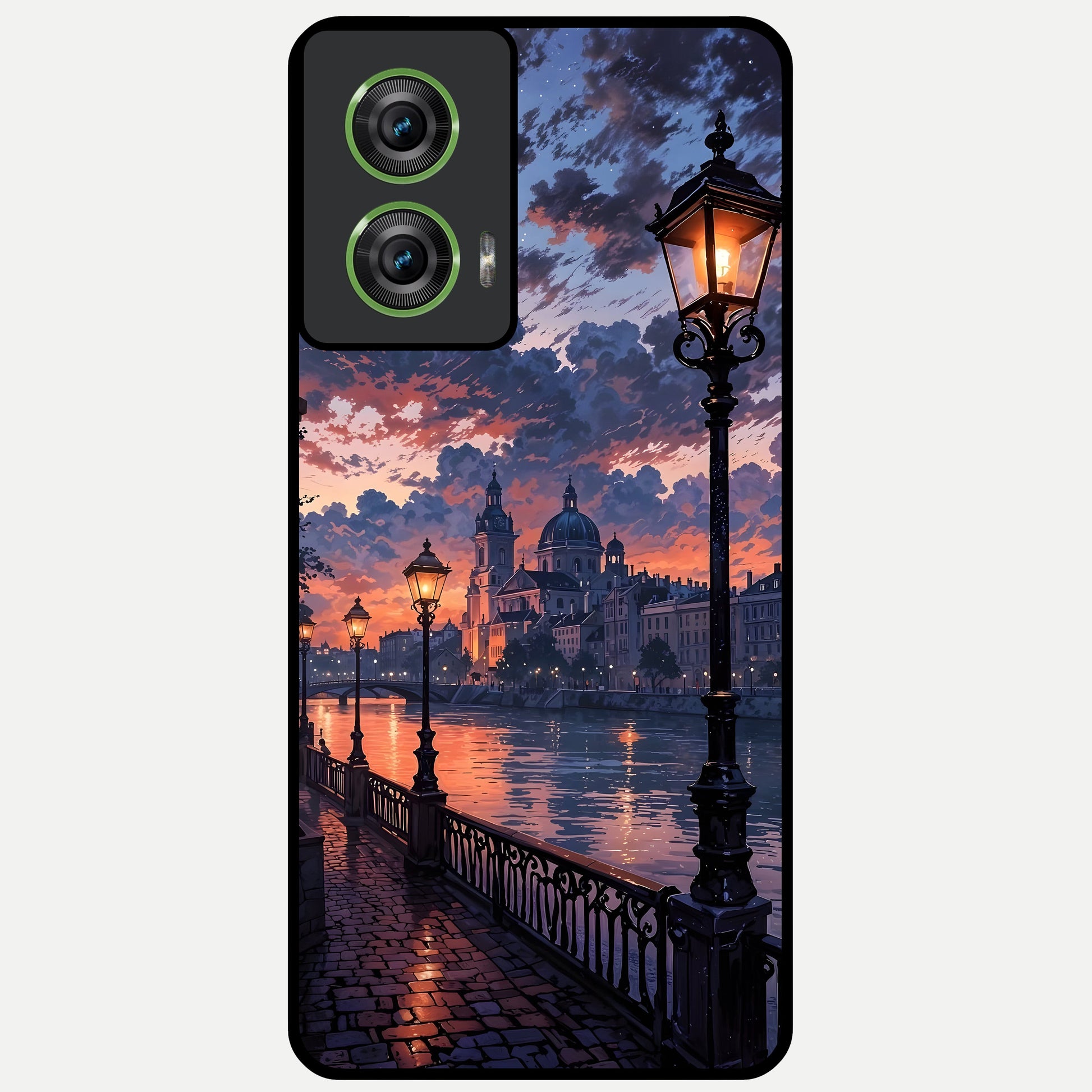  Twilight River Lights Glass Case For Moto Edge 50 Fusion back cover – full design glossy printed glass finish