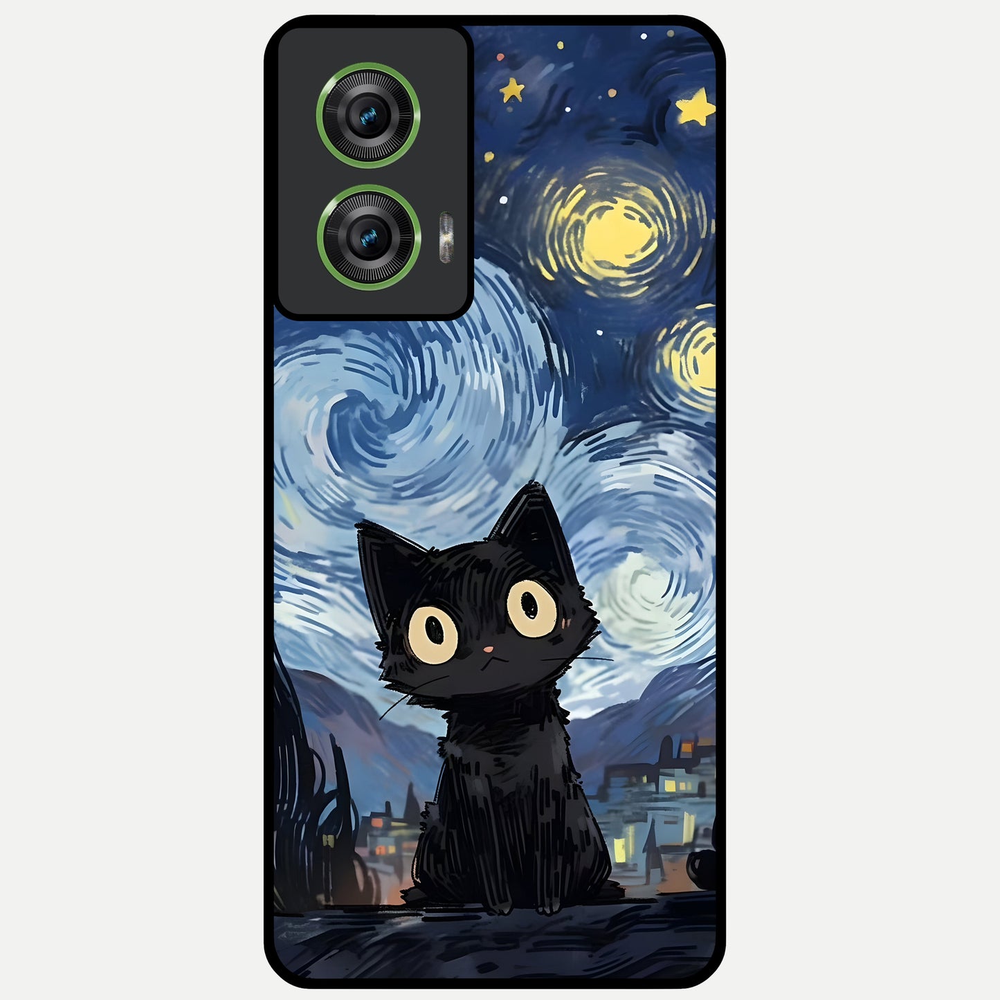  Van Gogh Cat Glass Case For Moto Edge 50 Fusion back cover – full design glossy printed glass finish