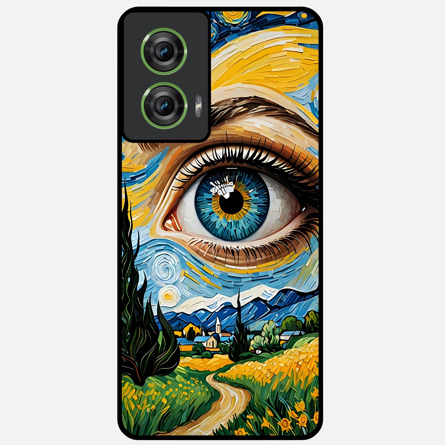 Van Gogh Eye Glass Case For Moto Edge 50 Fusion back cover – full design glossy printed glass finish