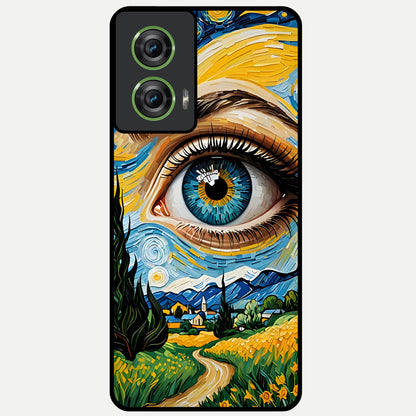  Van Gogh Eye Glass Case For Moto Edge 50 Fusion back cover – full design glossy printed glass finish