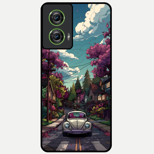 Vintage Street Drive Glass Case For Moto Edge 50 Fusion back cover – full design glossy printed glass finish