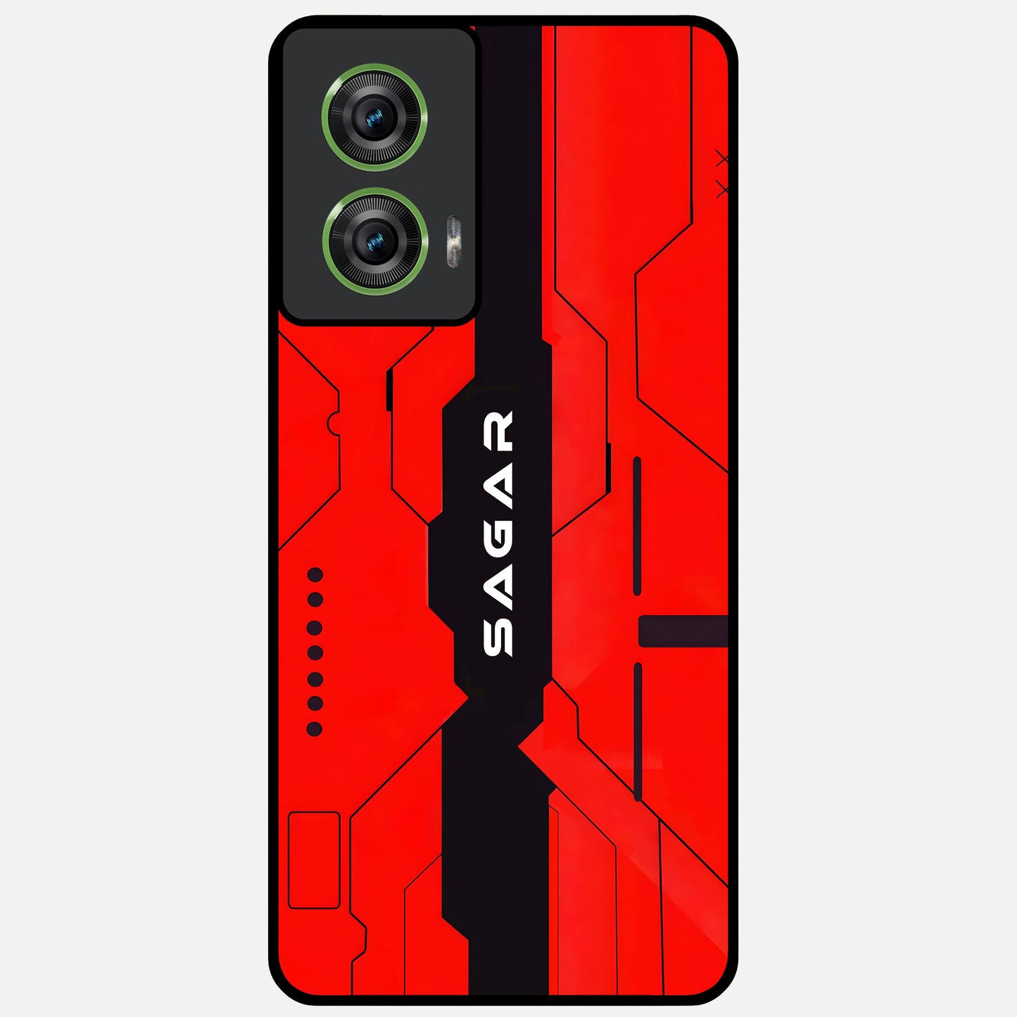  Voltage Rise CYBERPUNK Custom Name Glass Case For Moto Edge 50 Fusion back cover – personalized glossy printed glass finish
