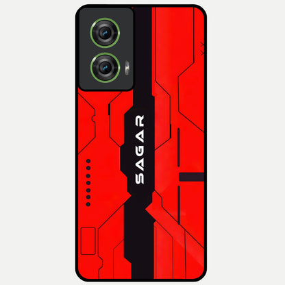  Voltage Rise CYBERPUNK Custom Name Glass Case For Moto Edge 50 Fusion back cover – personalized glossy printed glass finish