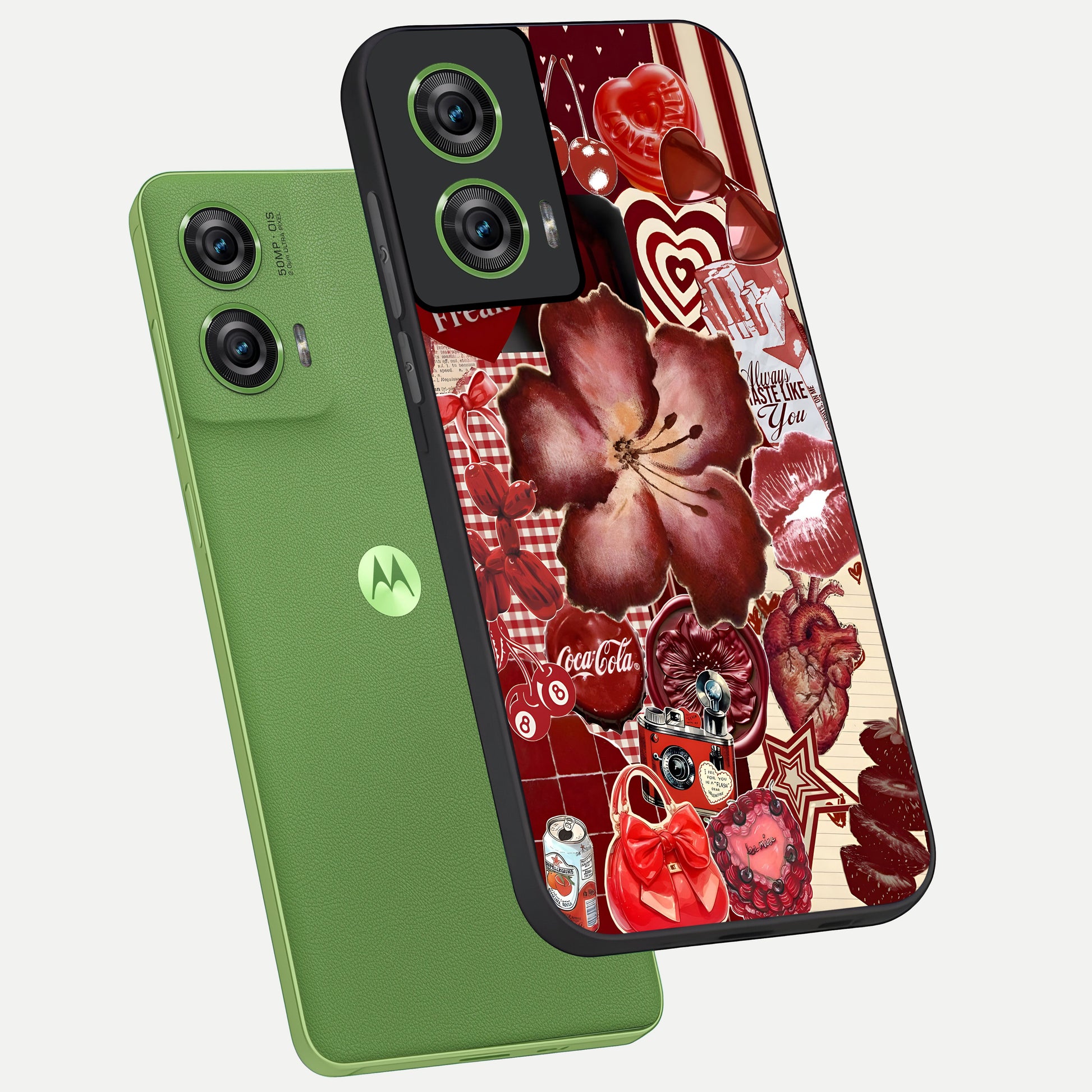  Aesthetic Little Freak phone case For Moto Edge 50 Fusion showing premium glass back cover with detailed artwork