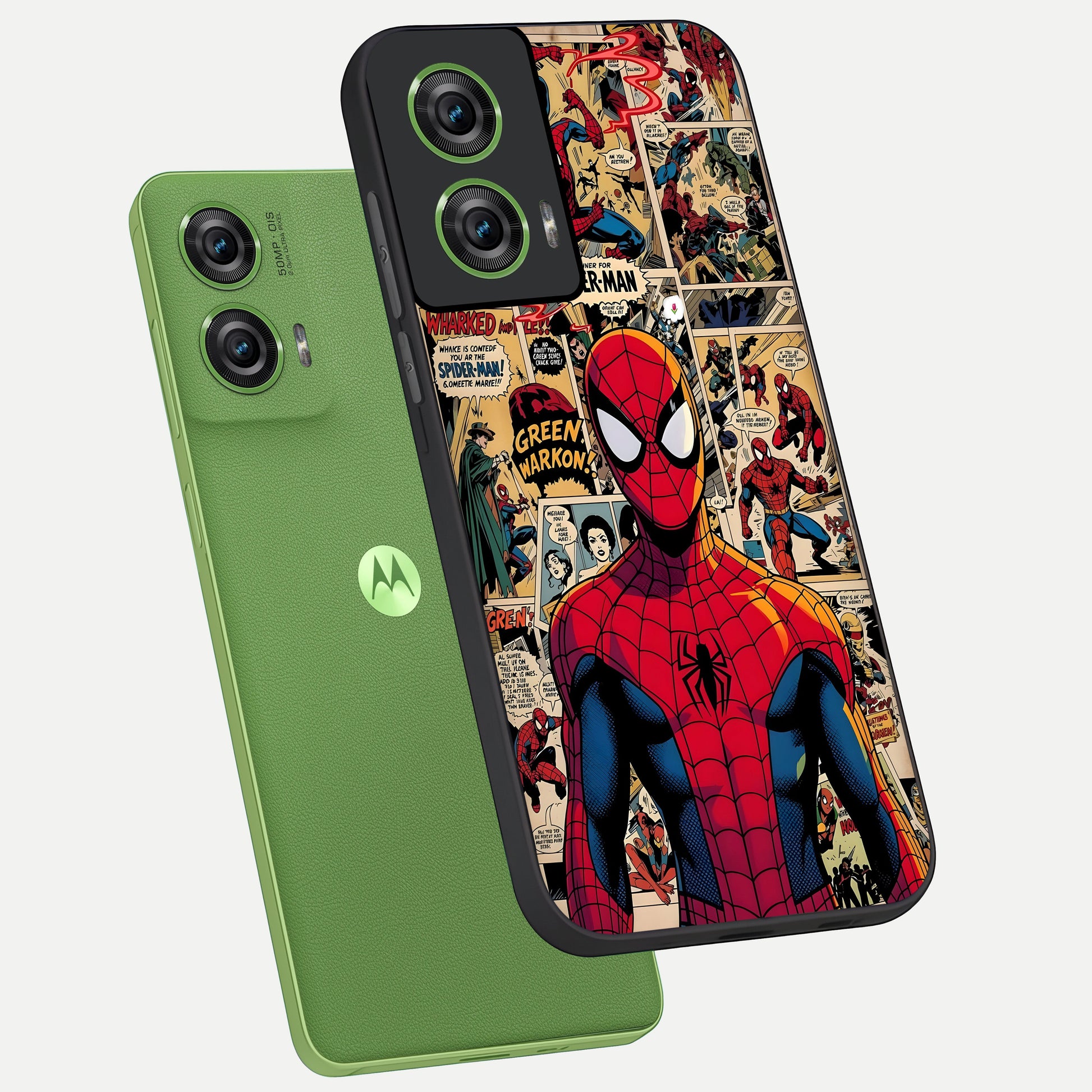  Aesthetic Spider phone case For Moto Edge 50 Fusion showing premium glass back cover with detailed artwork