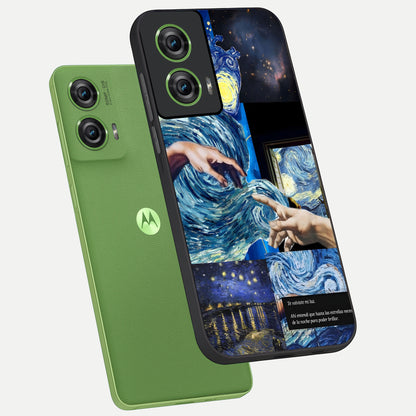  Aesthetic Vando Hands phone case For Moto Edge 50 Fusion showing premium glass back cover with detailed artwork